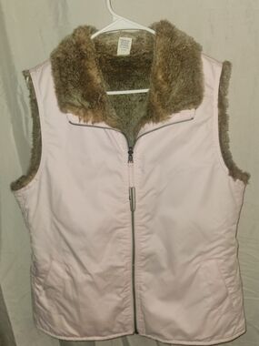 GAP Light Pink Faux Fur-Lined Vest
